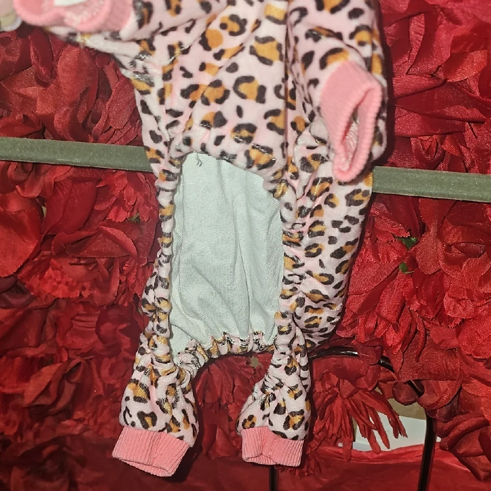 Fitwarm Pink Leopard Print Soft Velvet Pet Outfit Size XSmall